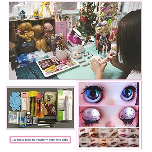 1/6 BJD Doll is Similar to Neo Blythe, 4-Color Changing Eyes Matte Face and Ball Jointed Body, 12 Inch Customized Dolls Can Changed Makeup and Dress DIY, Nude Doll Sold Exclude Clothes (SNO.8)