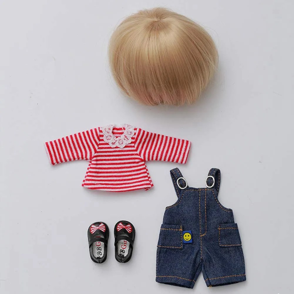1/8 BJD Doll Full Set 17.5cm 6.8 Inch Ball Jointed SD Doll Handmade DIY Toys with All Clothes Wigs Shoes Makeup
