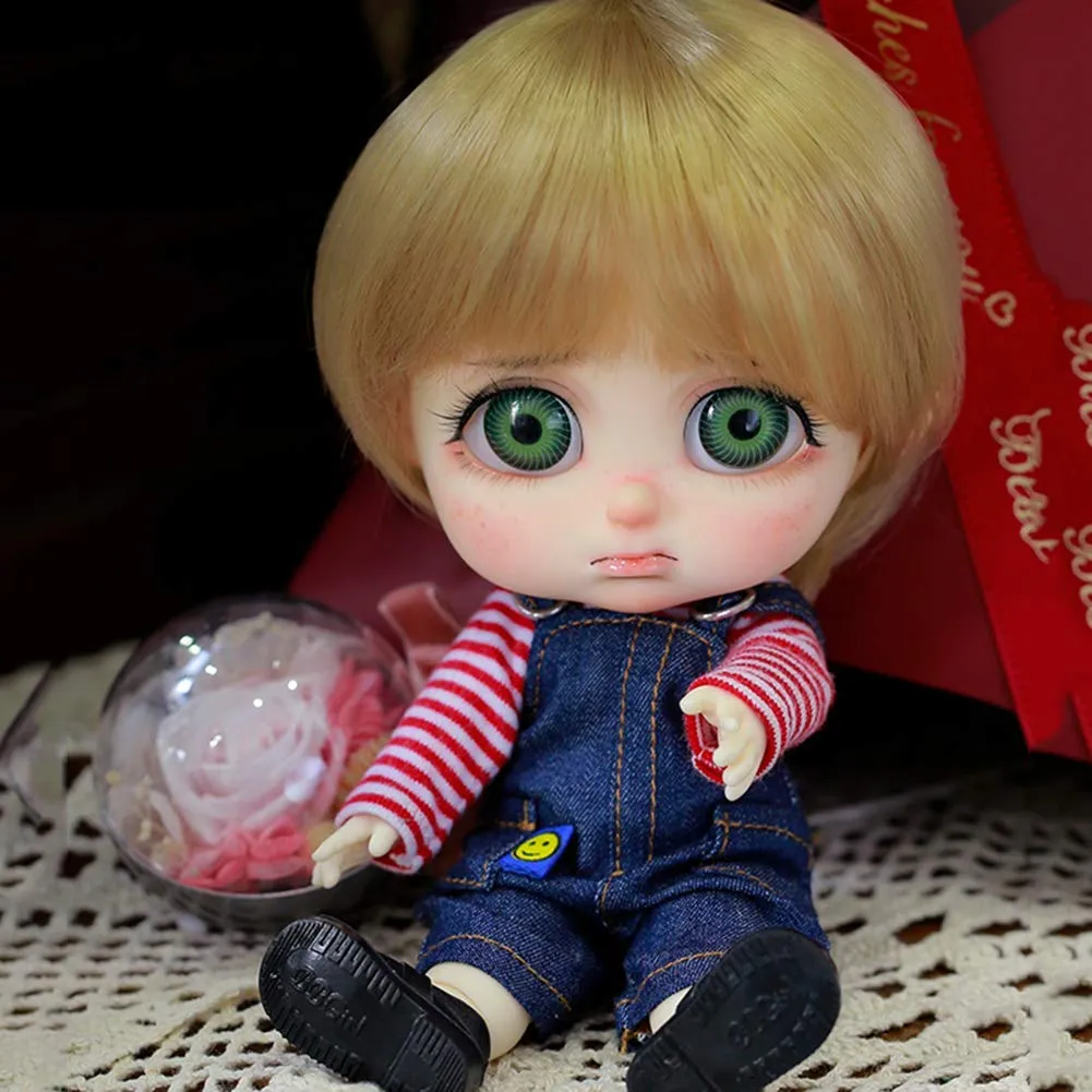 1/8 BJD Doll Full Set 17.5cm 6.8 Inch Ball Jointed SD Doll Handmade DIY Toys with All Clothes Wigs Shoes Makeup