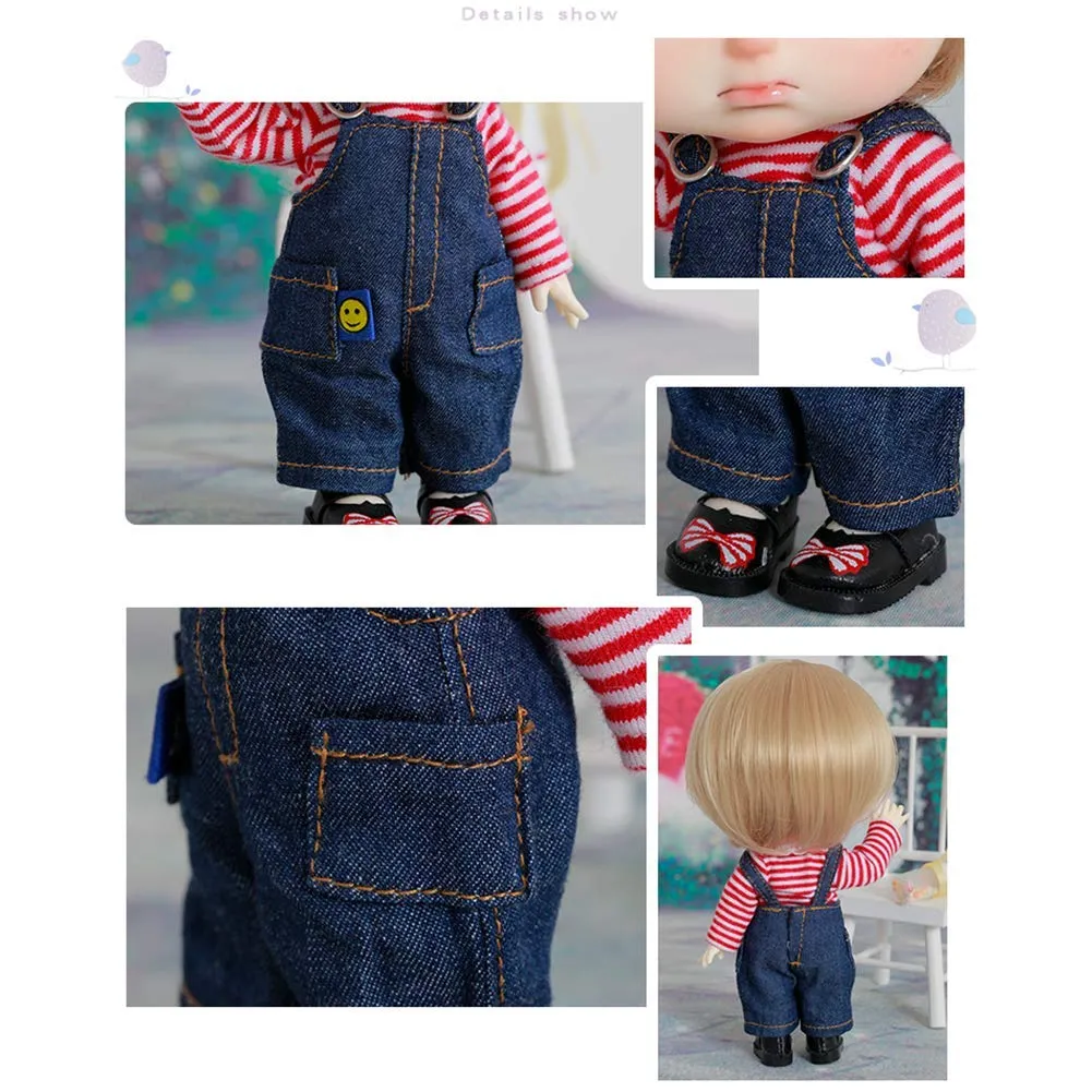 1/8 BJD Doll Full Set 17.5cm 6.8 Inch Ball Jointed SD Doll Handmade DIY Toys with All Clothes Wigs Shoes Makeup