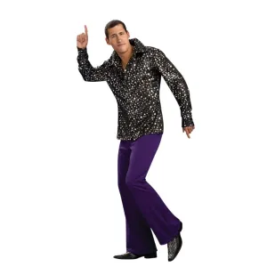 70s Disco Shirt - Silver Stars - Adult