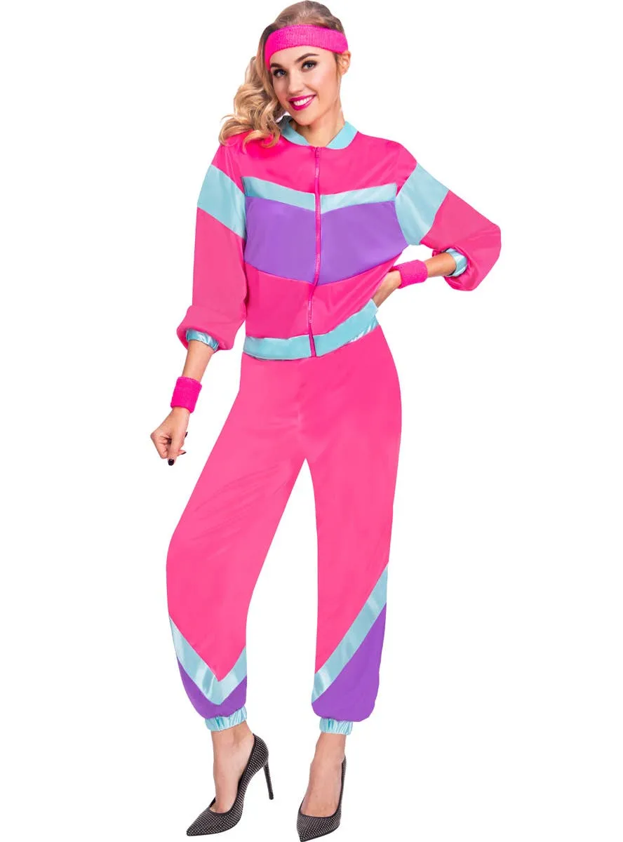 80s Pink Shell Suit Womens Plus Size Costume