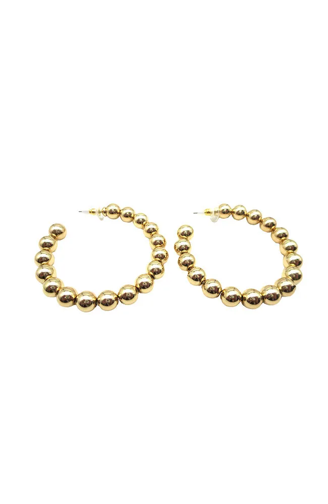 8mm Metal Ball Hoops Gold
