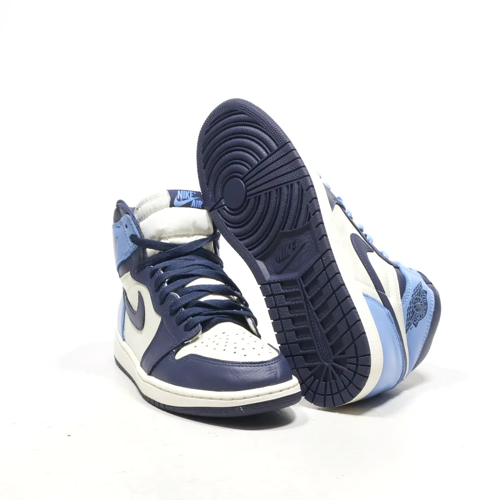 Air Jordan 1 Retro High-Top Sneakers Leather Blue Color For Men