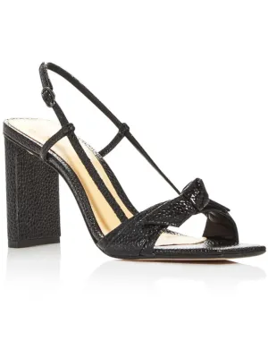 ALFRED DUNNER Womens Black Snake Bow Accent Padded Clarita Square Toe Block Heel Buckle Leather Dress Slingback Sandal