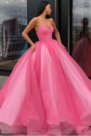 Ball Gown Sweetheart Prom Dress Princess Floor Length Tulle Quinceanera Dress N2260