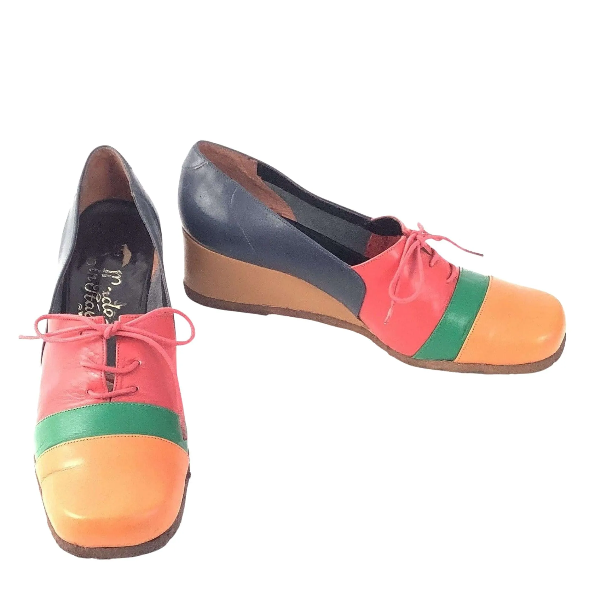 Color Block Wedge Oxfords