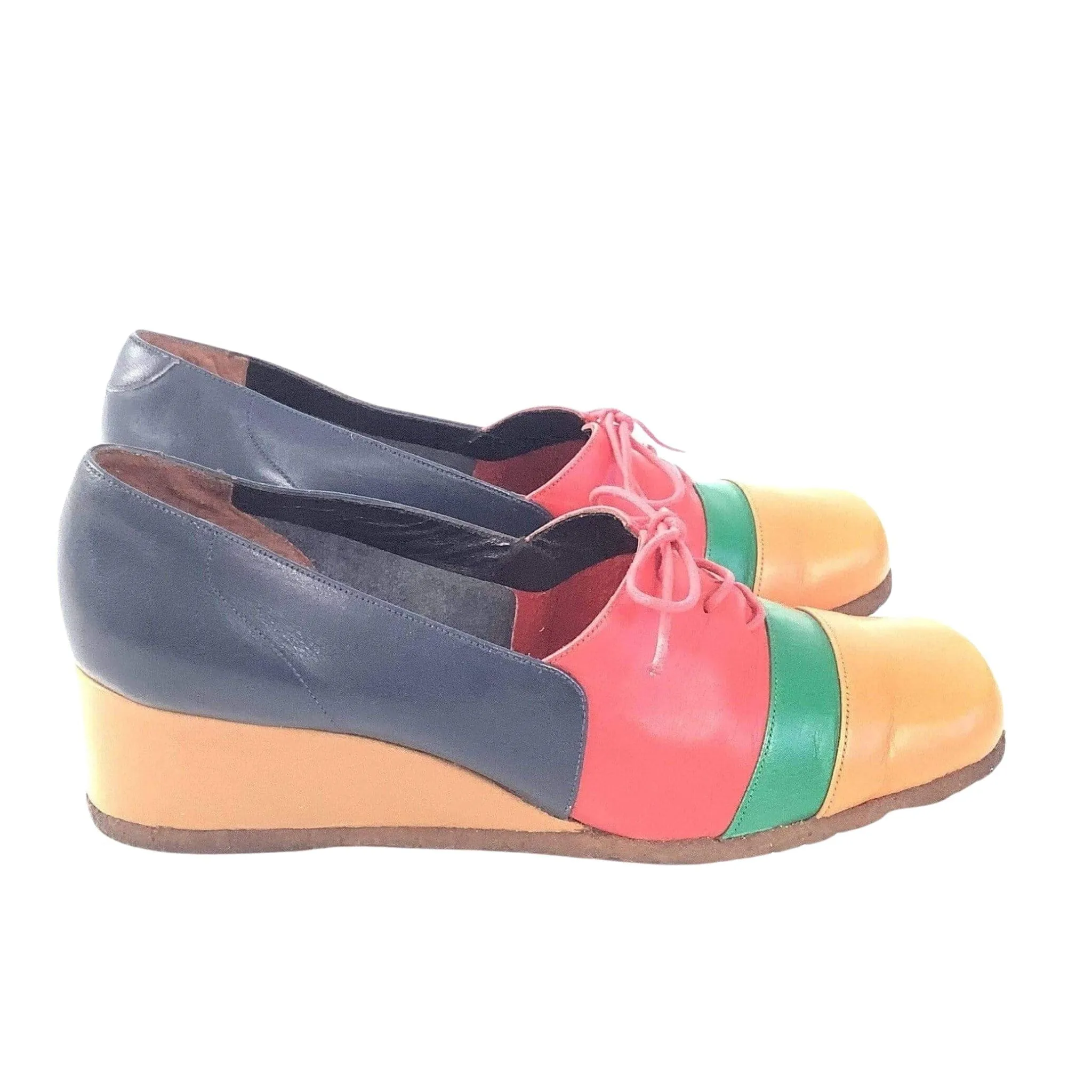 Color Block Wedge Oxfords