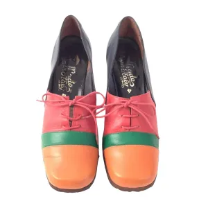Color Block Wedge Oxfords