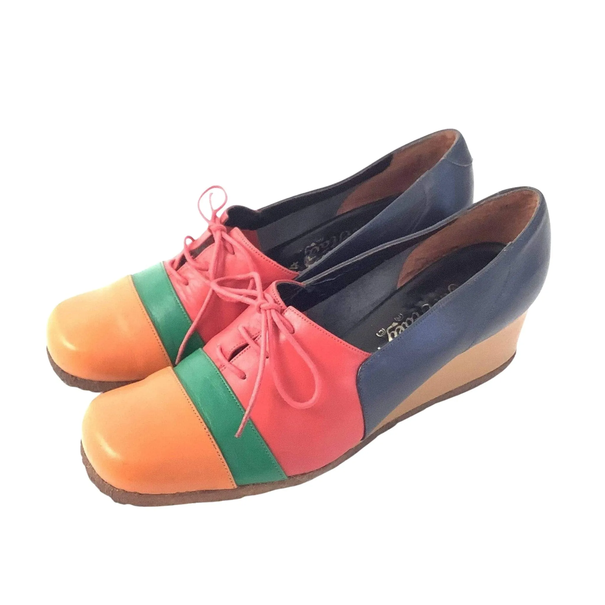 Color Block Wedge Oxfords