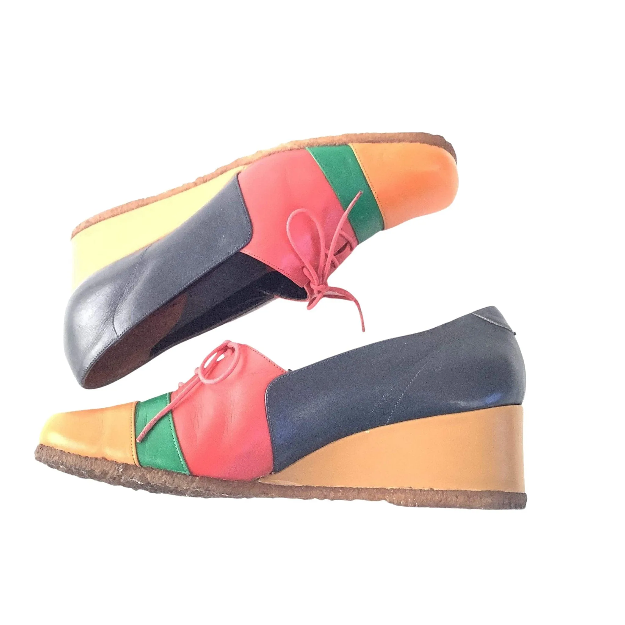 Color Block Wedge Oxfords