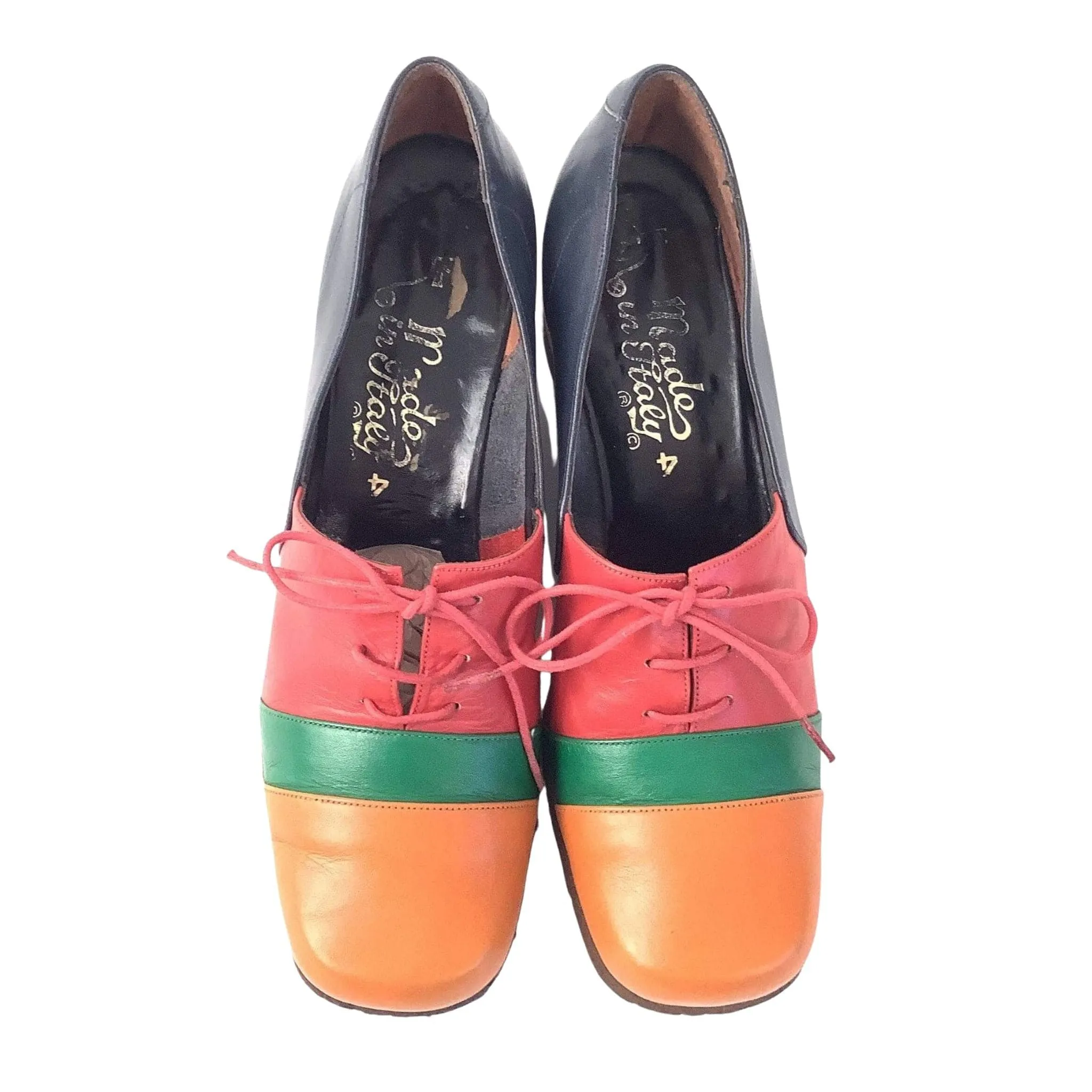 Color Block Wedge Oxfords