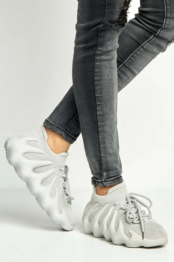Desirae Structured Sole Lace-up Trainers in Grey