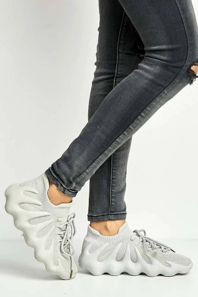 Desirae Structured Sole Lace-up Trainers in Grey