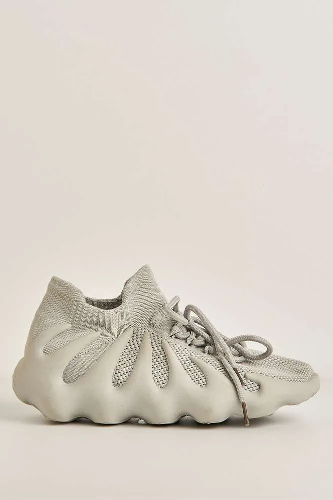 Desirae Structured Sole Lace-up Trainers in Grey