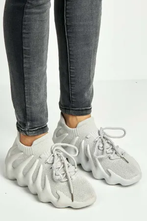 Desirae Structured Sole Lace-up Trainers in Grey