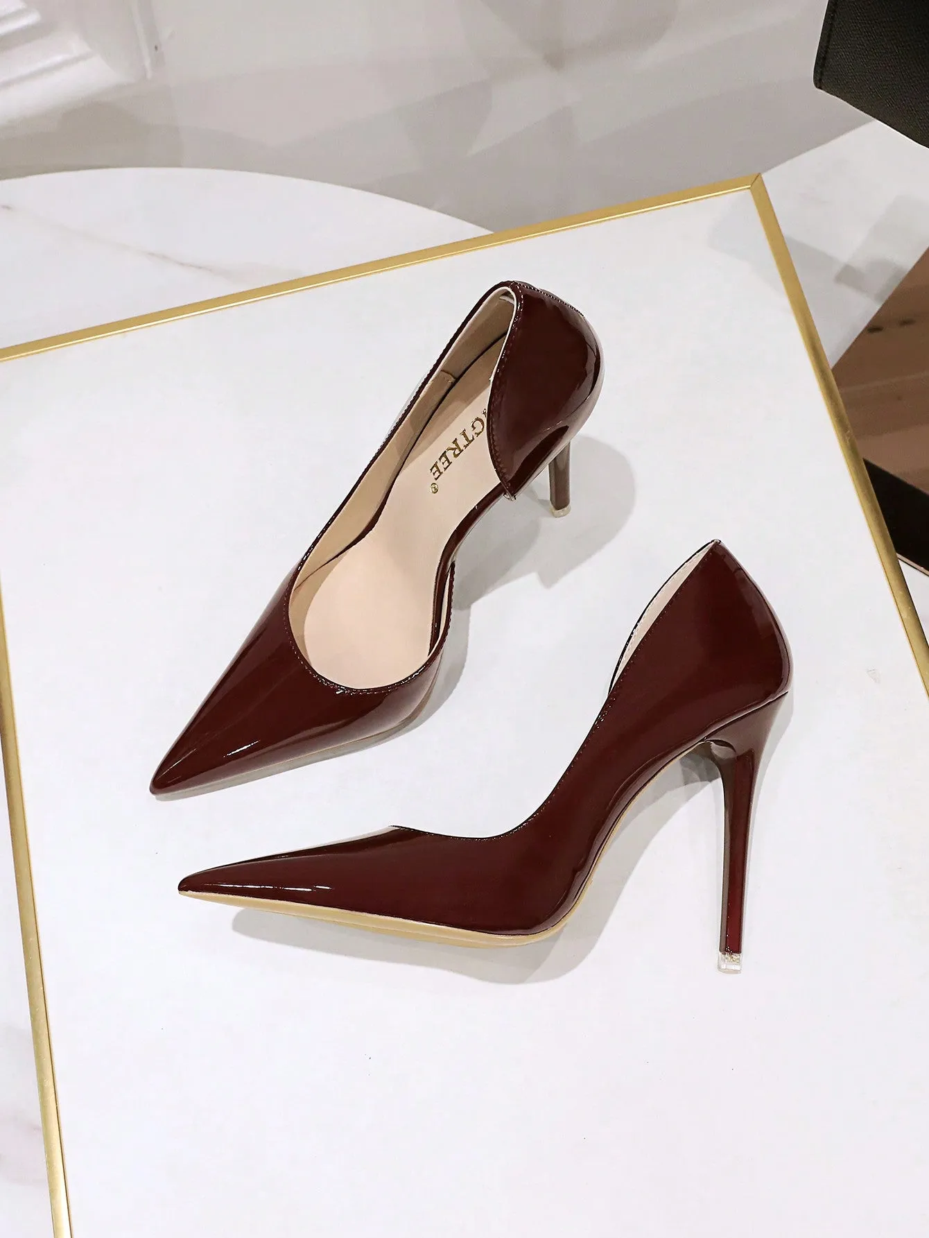 Fashionable Patent Leather Stiletto High Heel Pumps