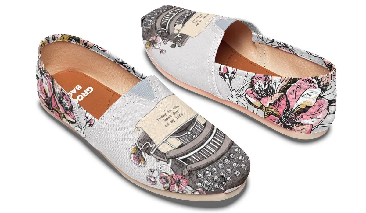 Floral Typewriter Casual Shoes