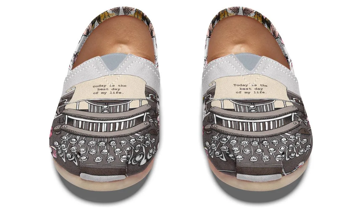 Floral Typewriter Casual Shoes