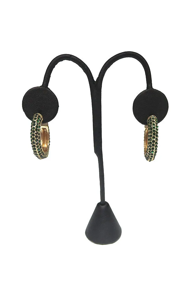Green Gold Pave Hoops