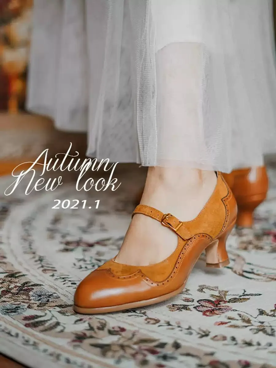 Handmade Vintage Leather Mary Jane Heels - 1930s Inspired Retro Shoes
