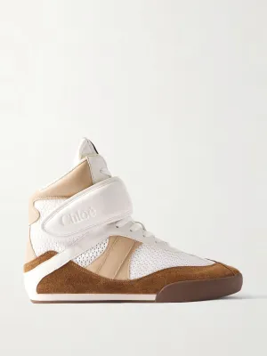Kick suede, mesh and leather high-top sneakers