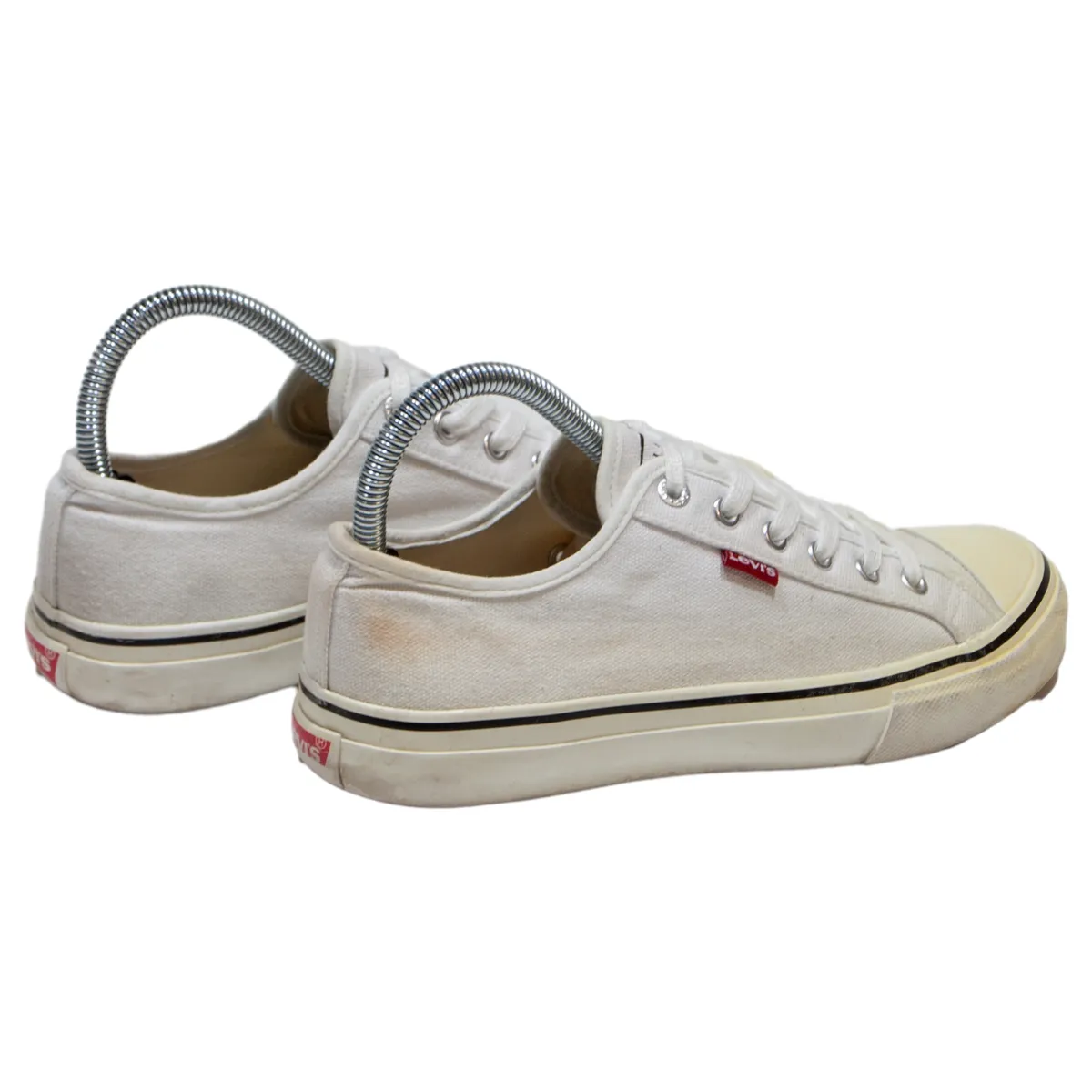 LEVI'S Ball Low Sneaker Trainers White Canvas Womens UK 5