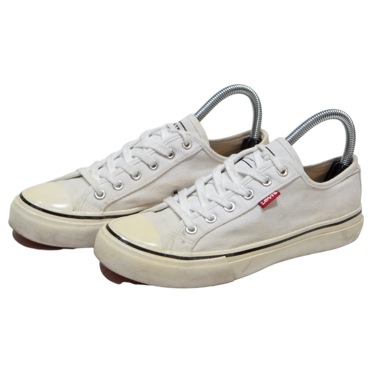 LEVI'S Ball Low Sneaker Trainers White Canvas Womens UK 5