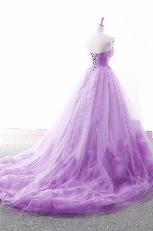 Light Purple Sweetheart Tulle Ball Gown Princess New Style Formal Dress, Purple Party Dress