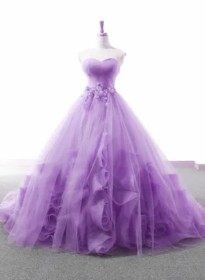 Light Purple Sweetheart Tulle Ball Gown Princess New Style Formal Dress, Purple Party Dress