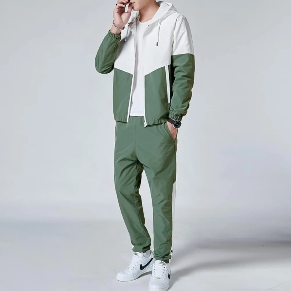 Men Retro Windbreaker Track Suit Track Jacket Track Pant Athletic Hip Hop Windproof Sweat Suit