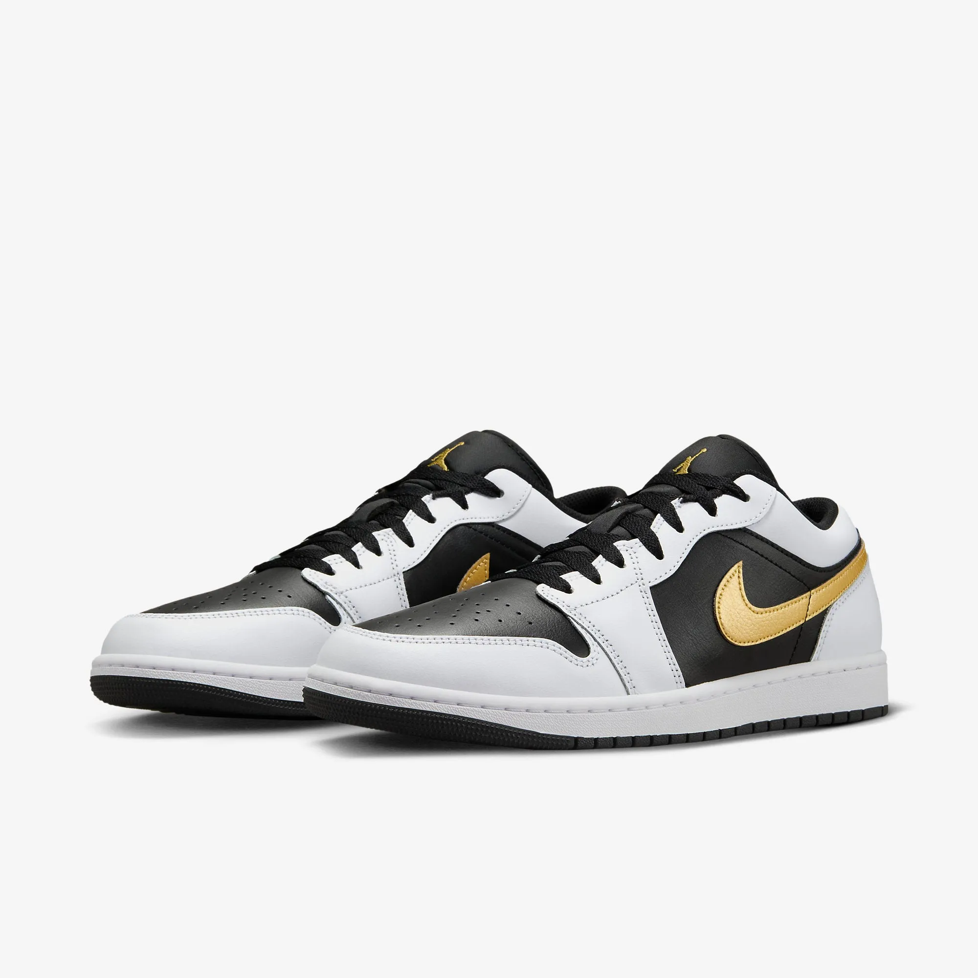 Men's Air Jordan 1 Low (White/Black/Metallic Gold)(553558-172)