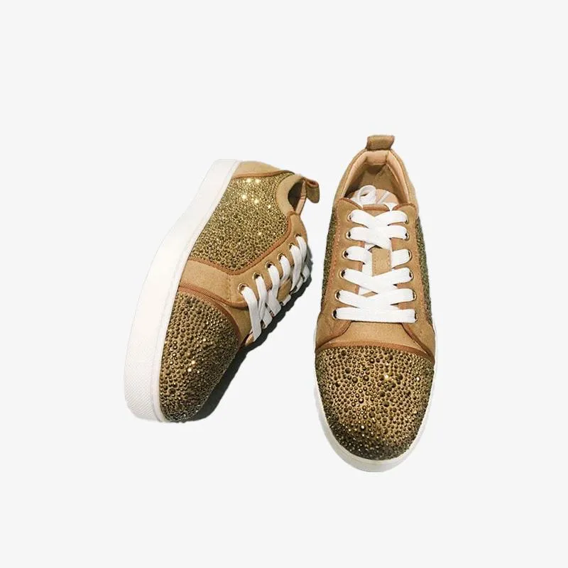 Mens Blond Slip On Low Top Sneakers