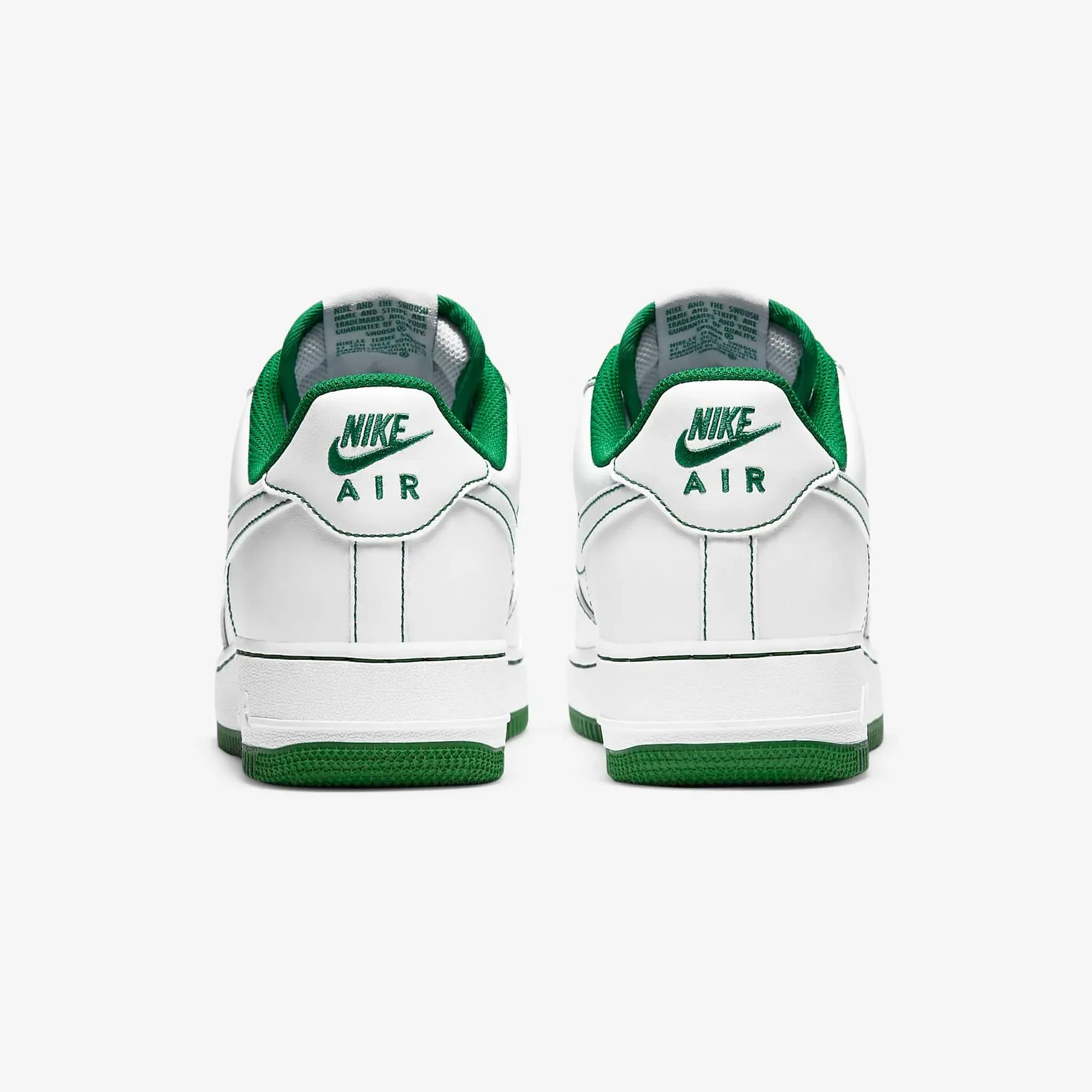 Men's Nike Air Force 1 '07 "Contrast Green Stitch" (White/Pine Green)(CV1724-103)