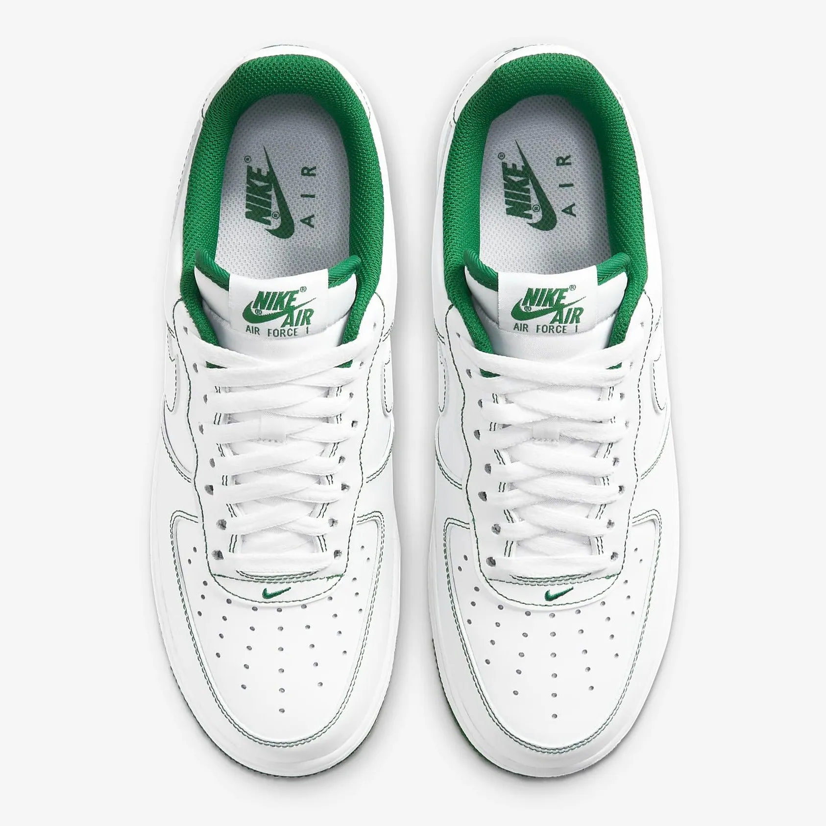 Men's Nike Air Force 1 '07 "Contrast Green Stitch" (White/Pine Green)(CV1724-103)