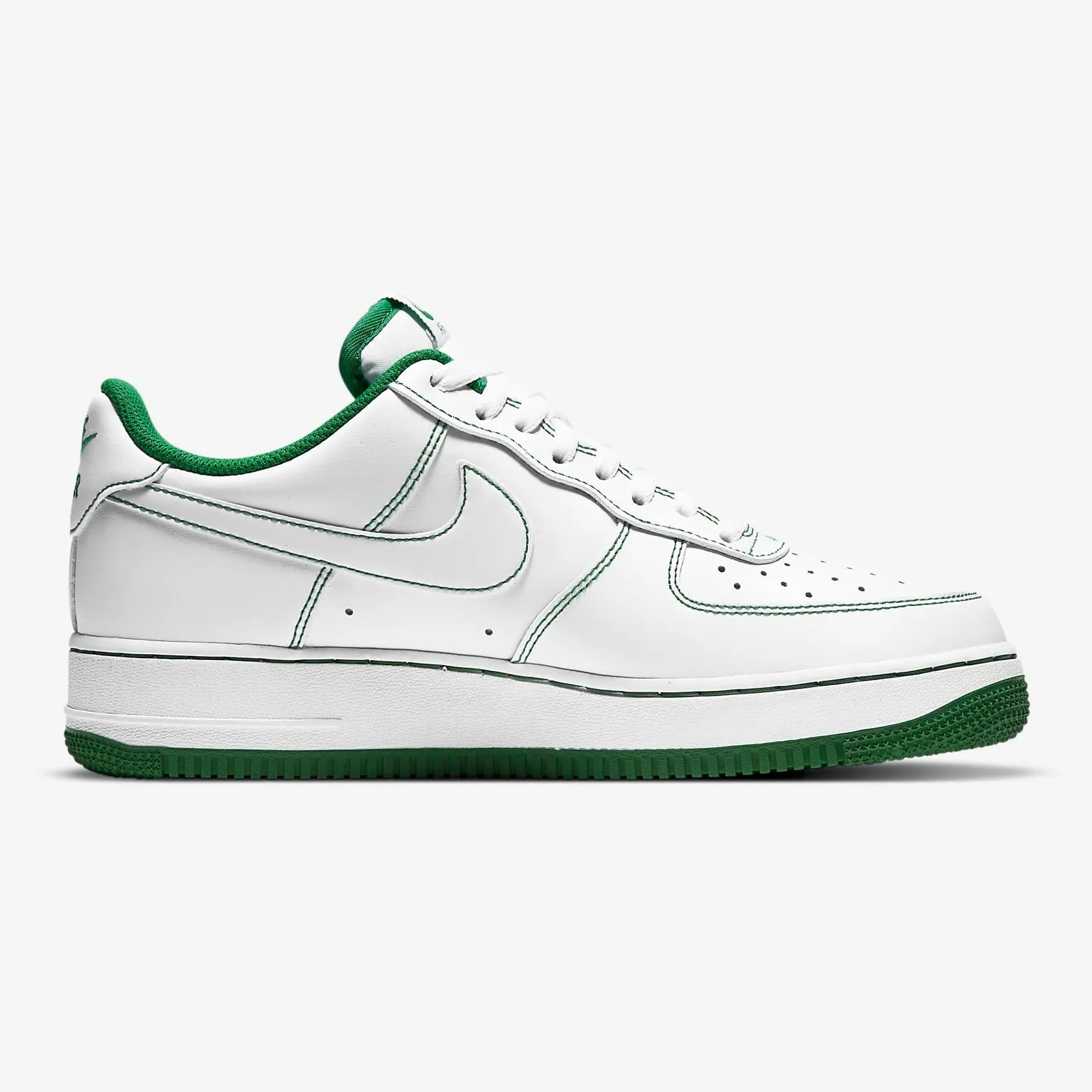 Men's Nike Air Force 1 '07 "Contrast Green Stitch" (White/Pine Green)(CV1724-103)