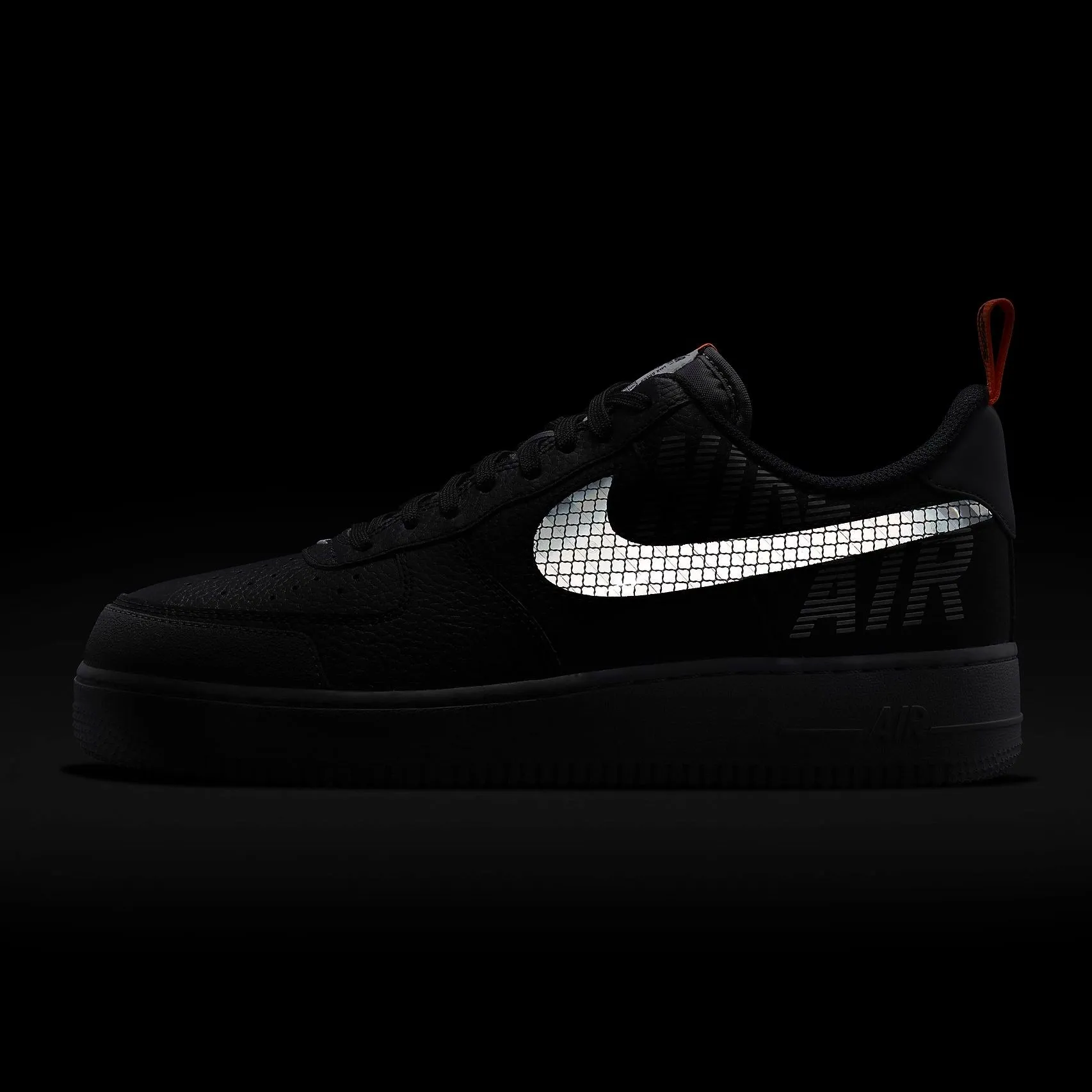 Men's Nike Air Force 1 LV8 Reflective (Black/Total Orange/Wolf Grey/Dark Grey)