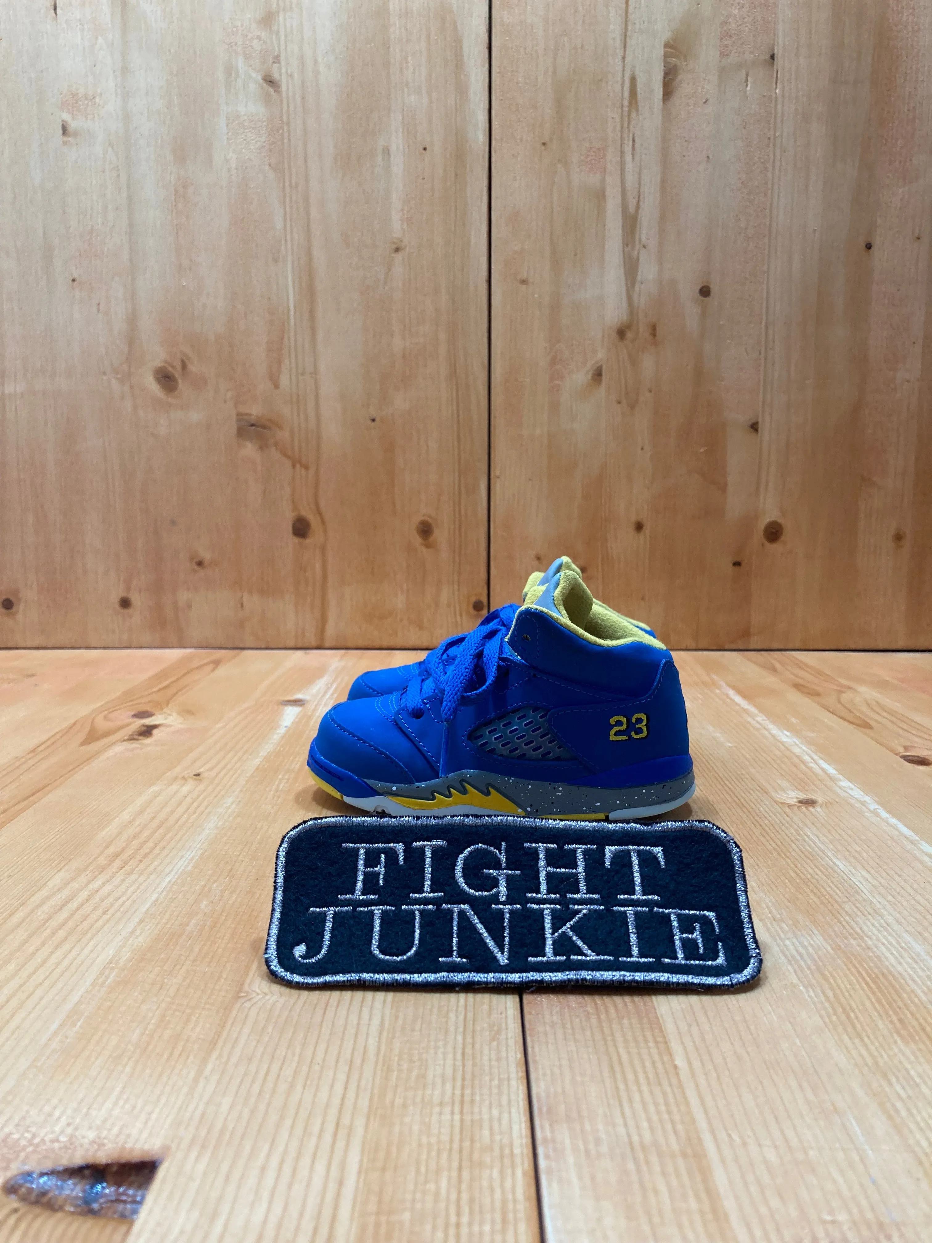 NIKE AIR JORDAN 5 LANEY VARSITY JSP TD Toddler Kids Size 7C Shoes Sneakers Blue Yellow  CI3289-400