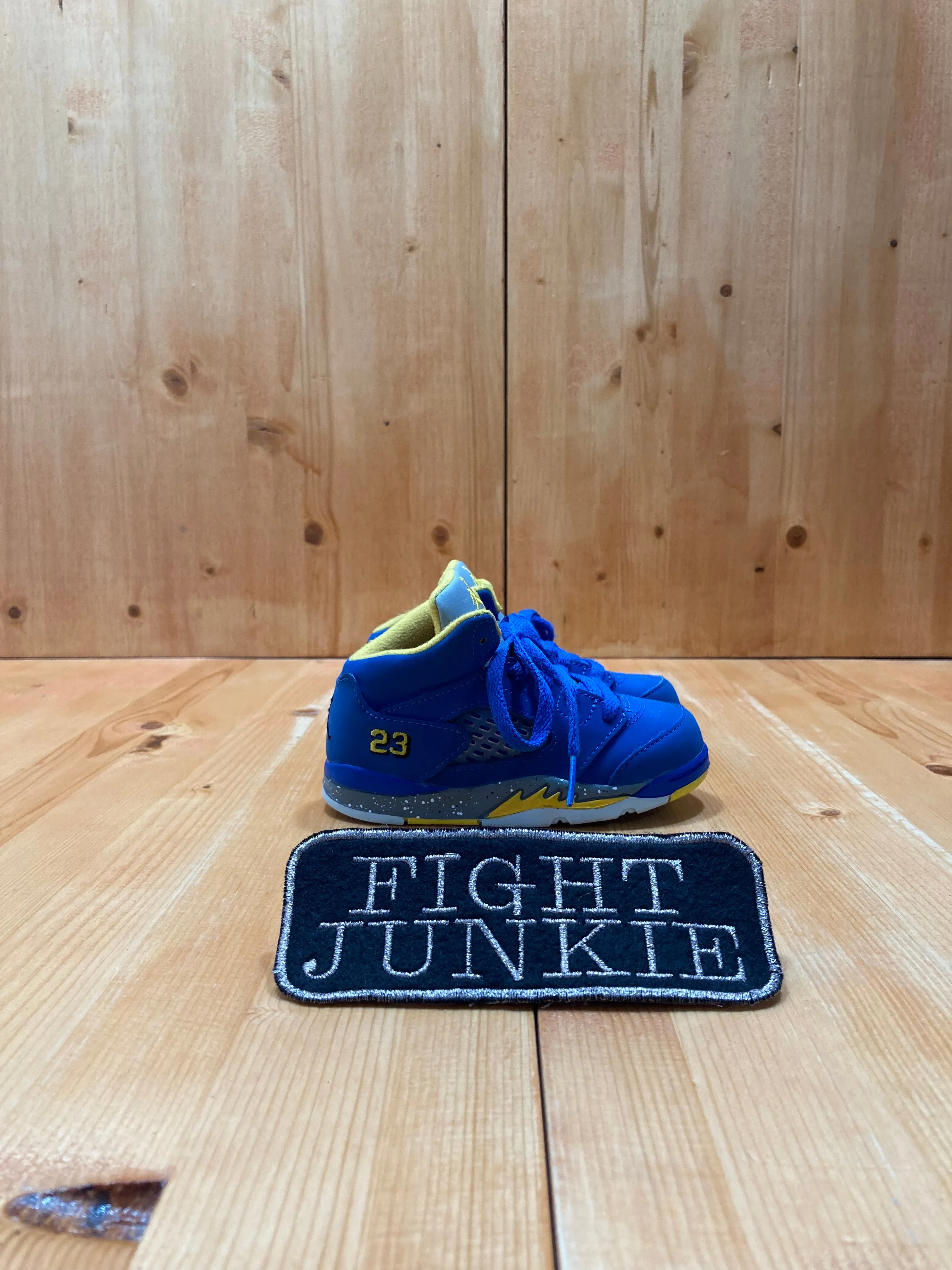 NIKE AIR JORDAN 5 LANEY VARSITY JSP TD Toddler Kids Size 7C Shoes Sneakers Blue Yellow  CI3289-400