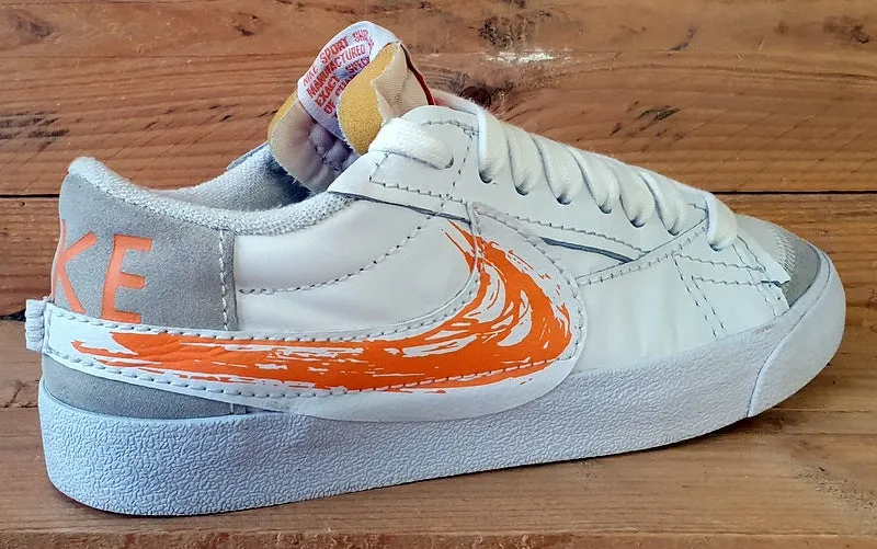 Nike Blazer 77 Jumbo Low Leather Trainers UK8/US9/EU42.5 DX2648-100 White/Orange