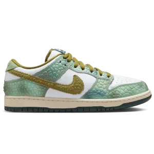 Nike SB Dunk Low Pro Alexis Sablone Chameleon QS Skateboard Shoe - Oil Green/Desert Moss-White