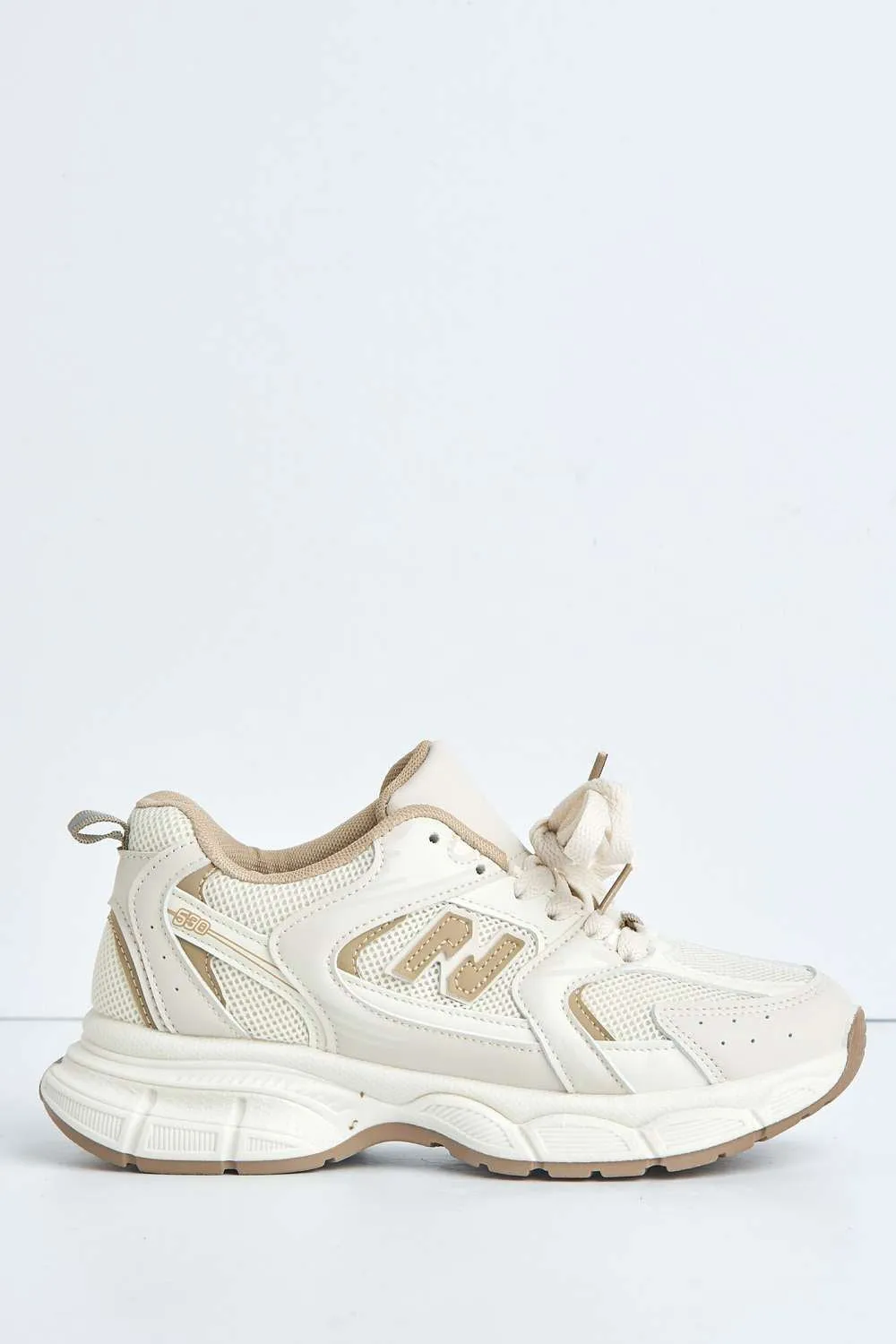 Nina Patterned Chunky Sole Trainers in Beige
