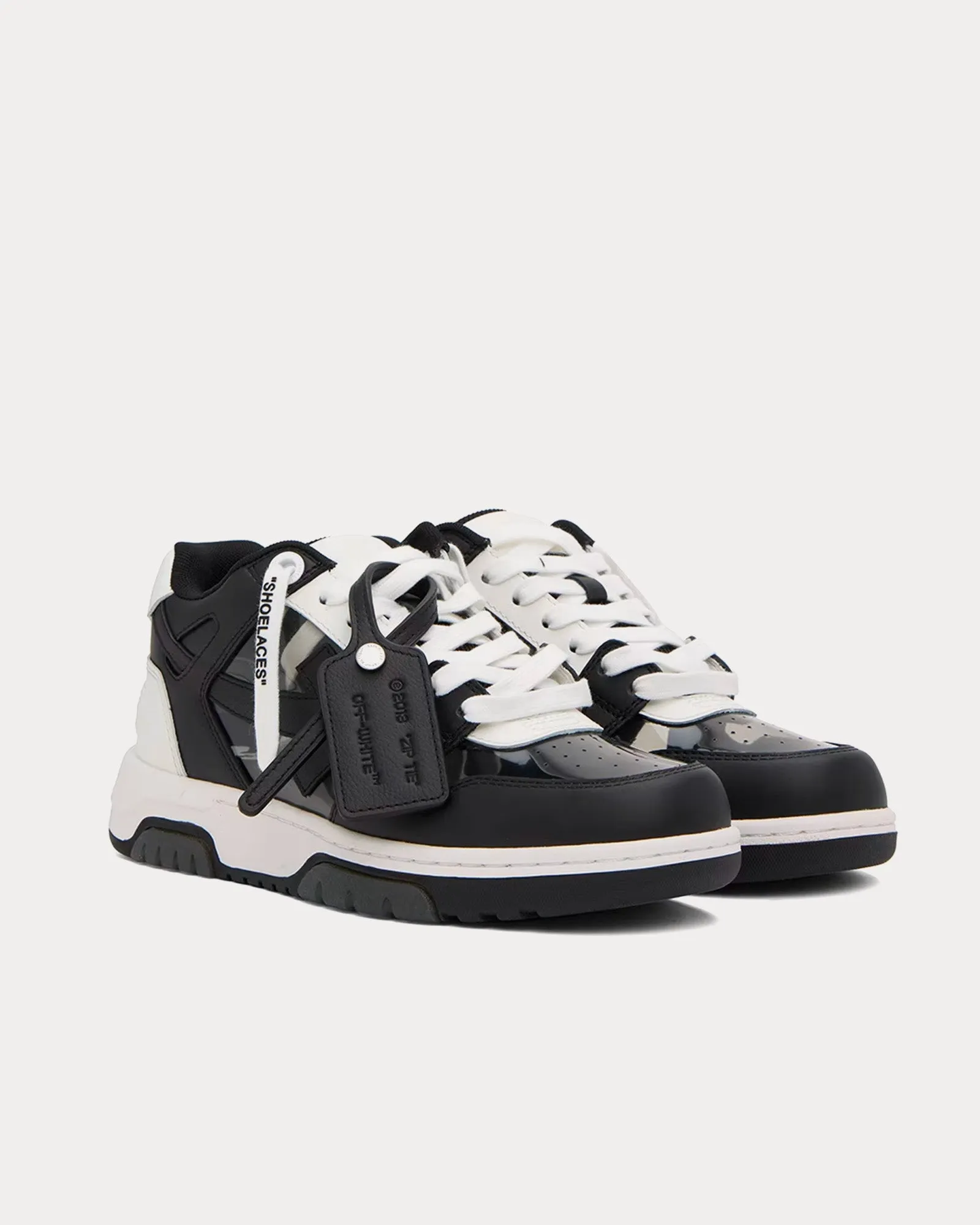 Out Of Office Buffed Leather Black / White Low Top Sneakers