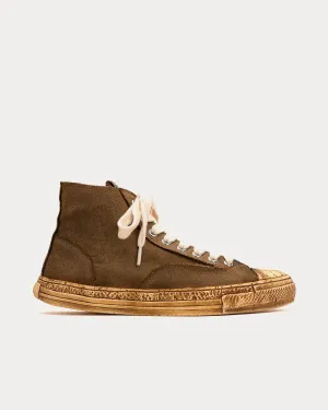 Past Sole Overdyed Canvas Brown High Top Sneakers