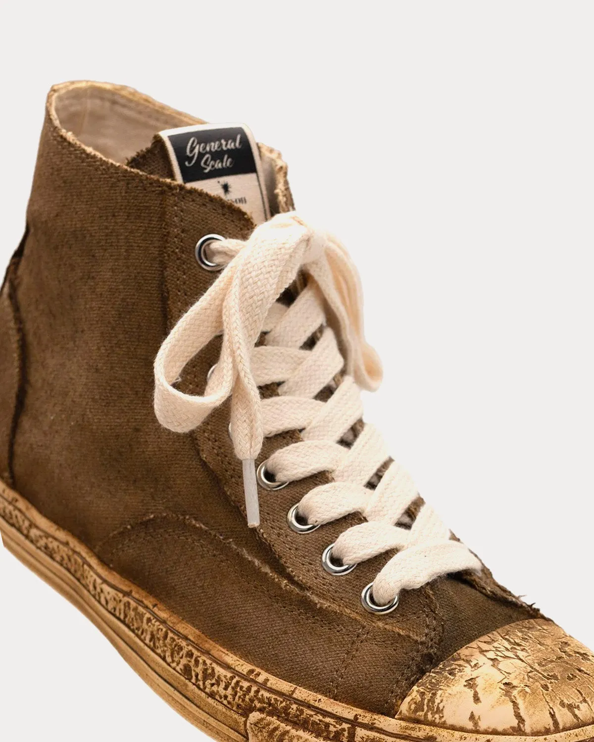 Past Sole Overdyed Canvas Brown High Top Sneakers
