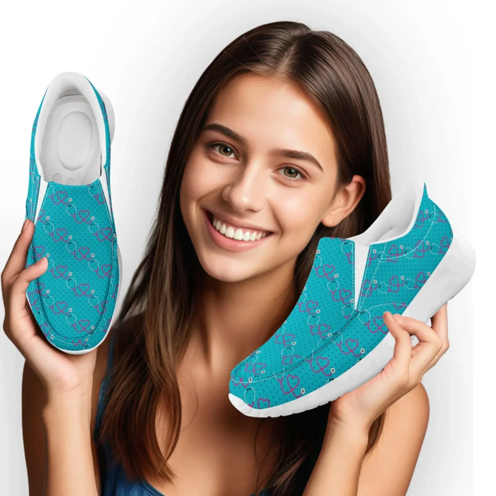 Personalized Nurse's Day Sneakers, Custom Caring Kicks, Nurse-Themed Shoes, Comfortable Slip On Shoes