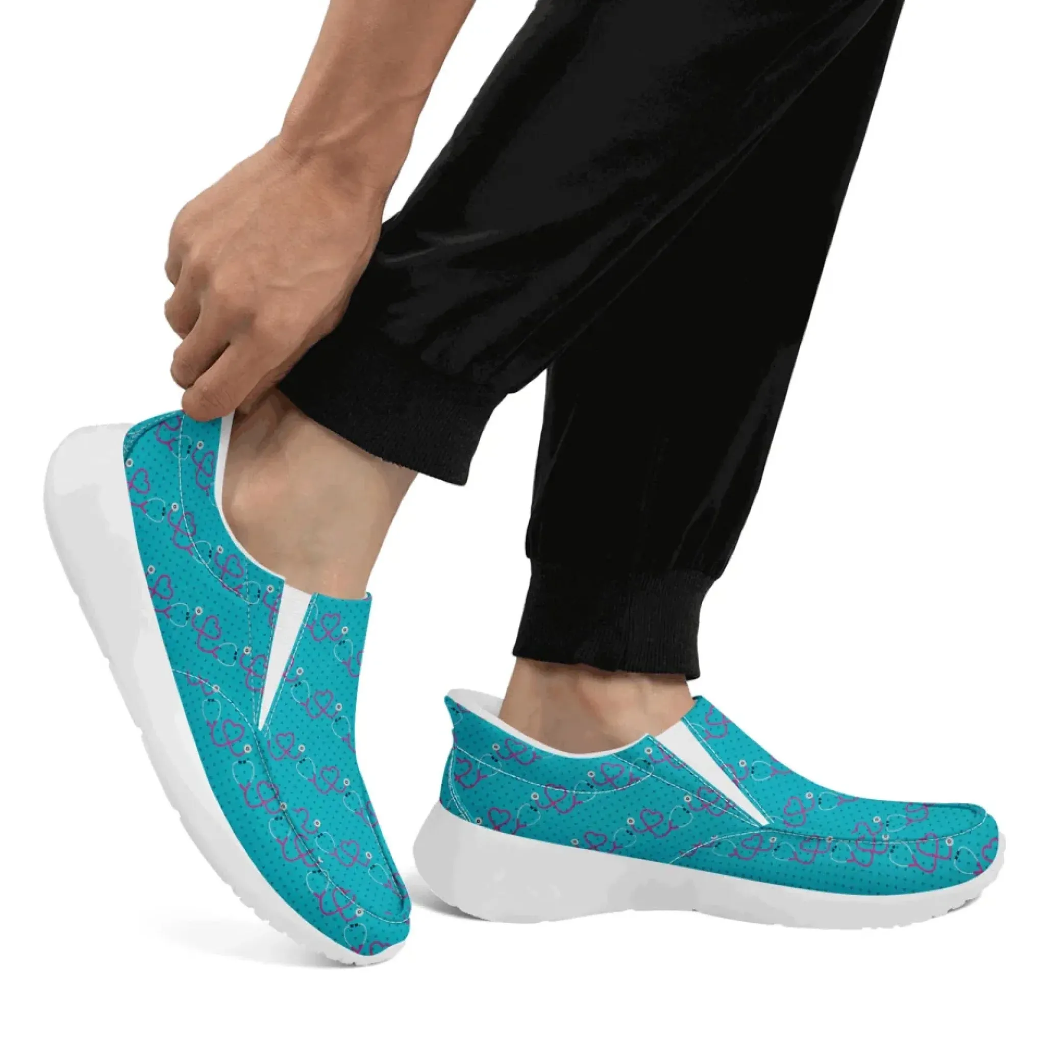 Personalized Nurse's Day Sneakers, Custom Caring Kicks, Nurse-Themed Shoes, Comfortable Slip On Shoes
