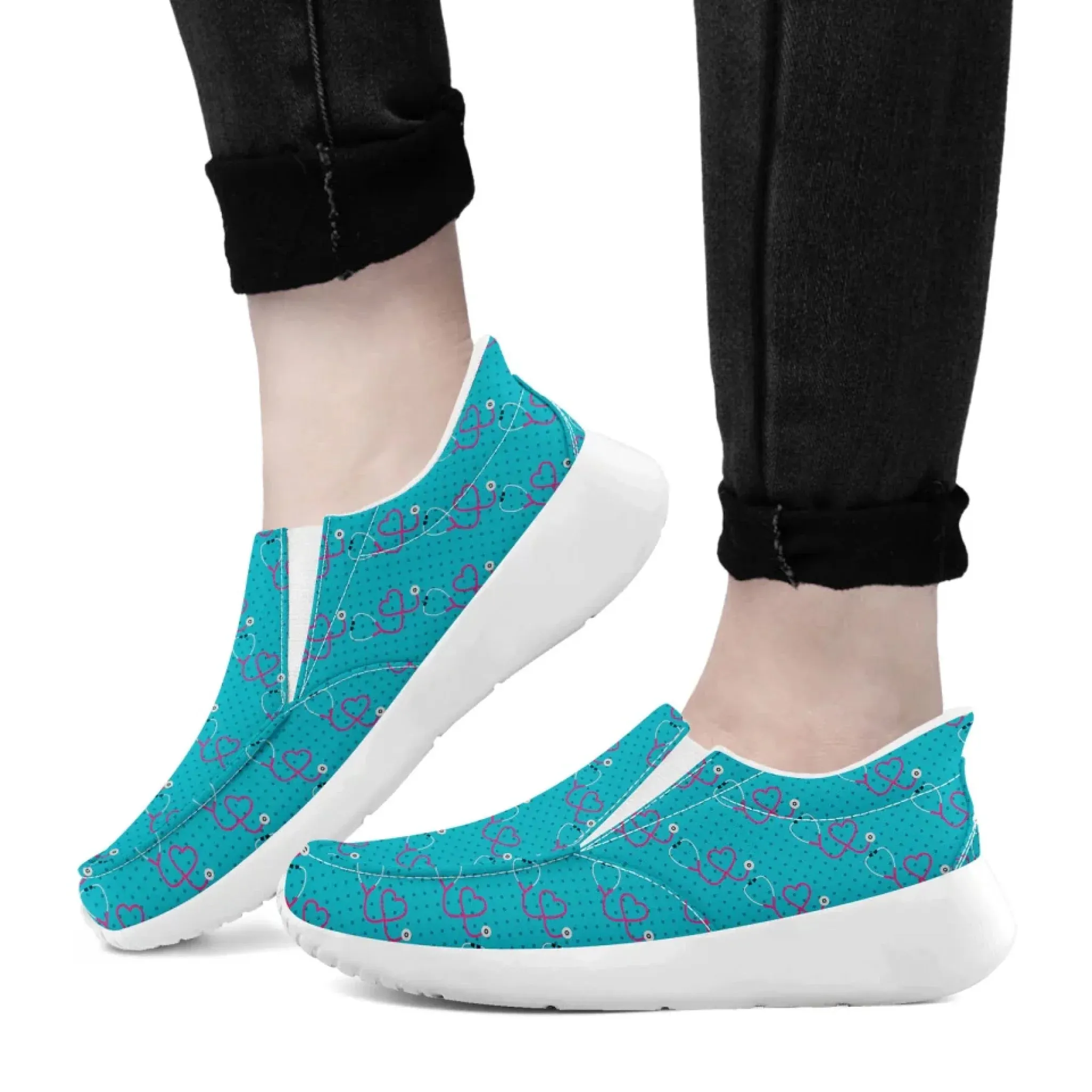 Personalized Nurse's Day Sneakers, Custom Caring Kicks, Nurse-Themed Shoes, Comfortable Slip On Shoes