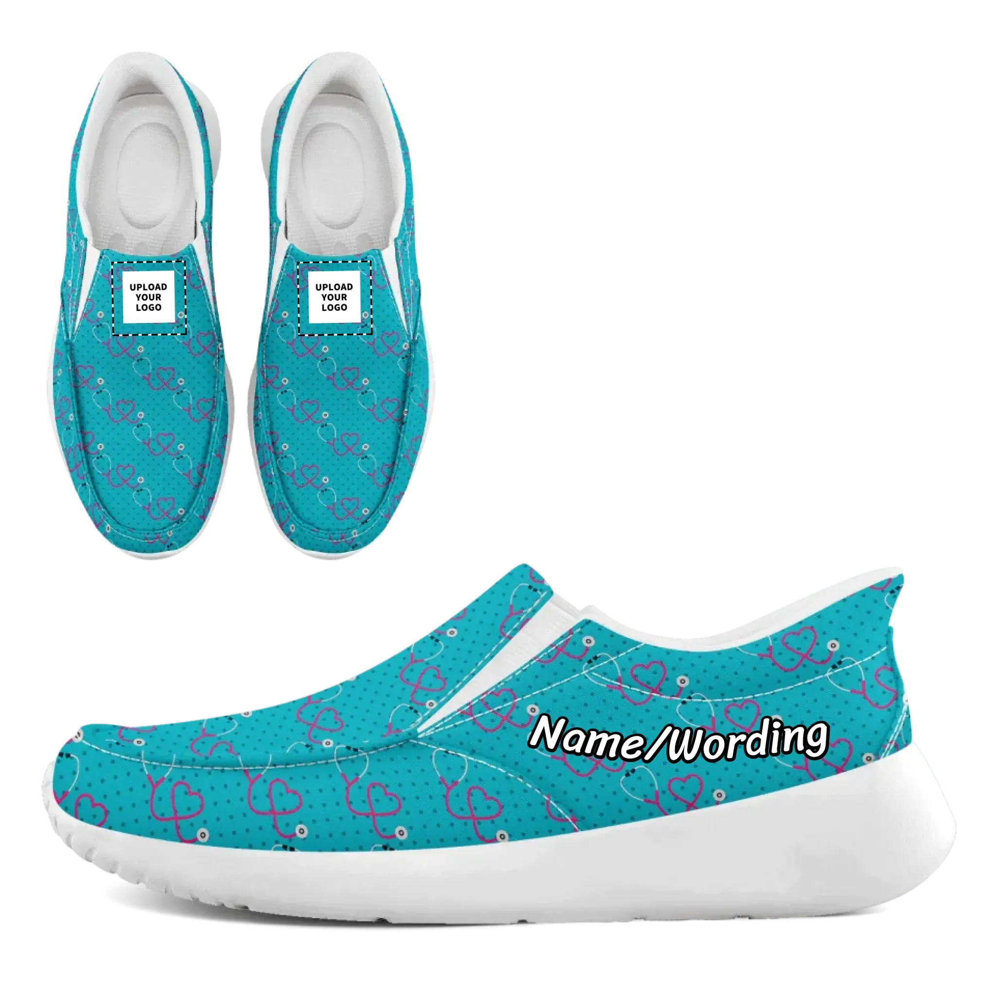 Personalized Nurse's Day Sneakers, Custom Caring Kicks, Nurse-Themed Shoes, Comfortable Slip On Shoes