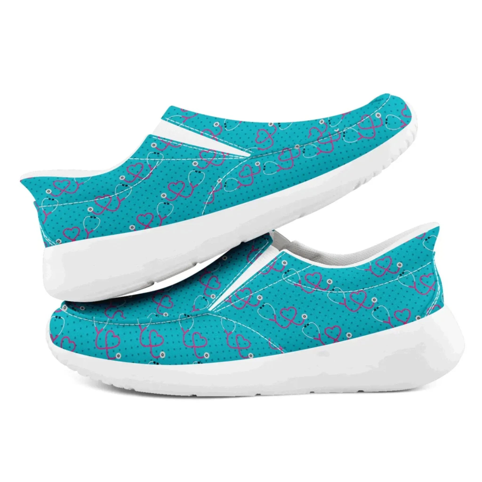 Personalized Nurse's Day Sneakers, Custom Caring Kicks, Nurse-Themed Shoes, Comfortable Slip On Shoes